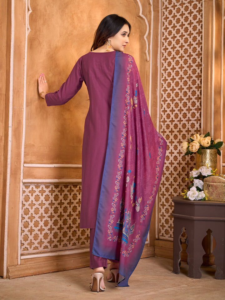 Plum Suit Set with Dupatta