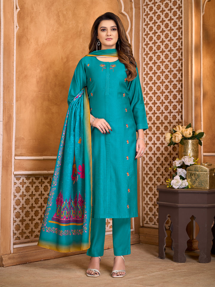 Turquoise Suit Set with Dupatta