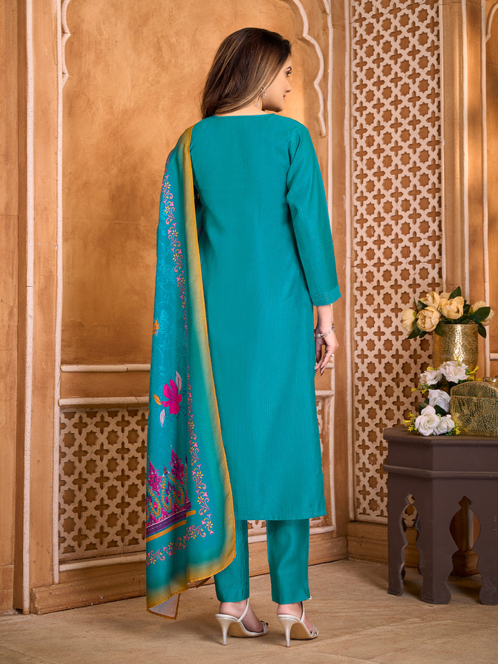 Turquoise Suit Set with Dupatta