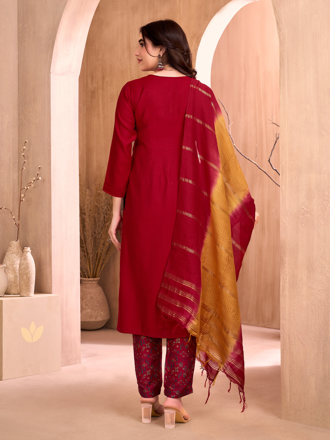 Maroon Embrodiered Suit Set