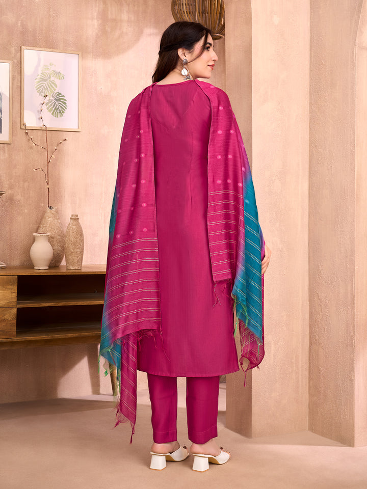 Pink Embroidered Suit Set