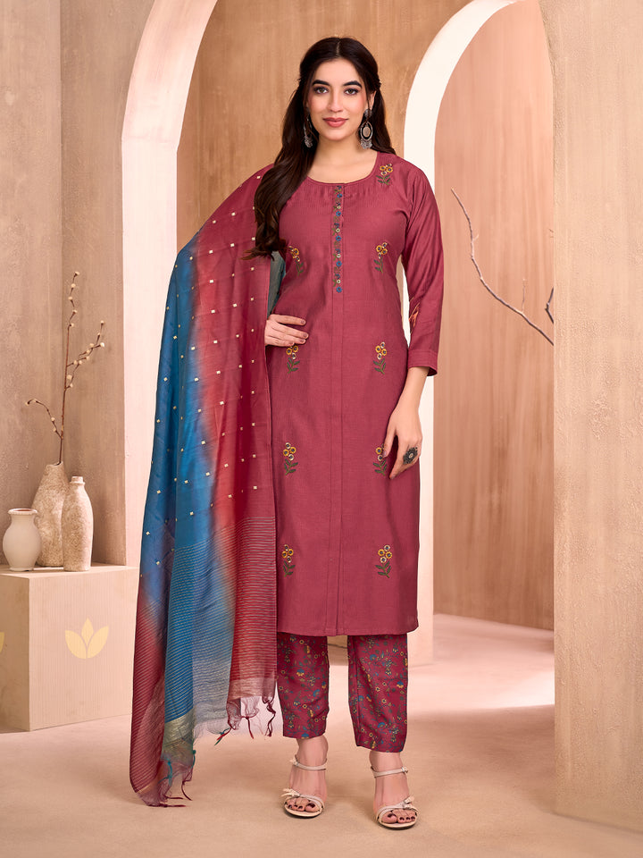 Rust Embroidered Suit Set