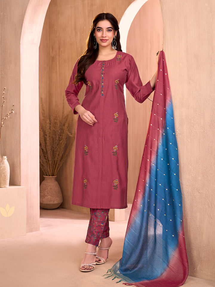 Rust Embroidered Suit Set