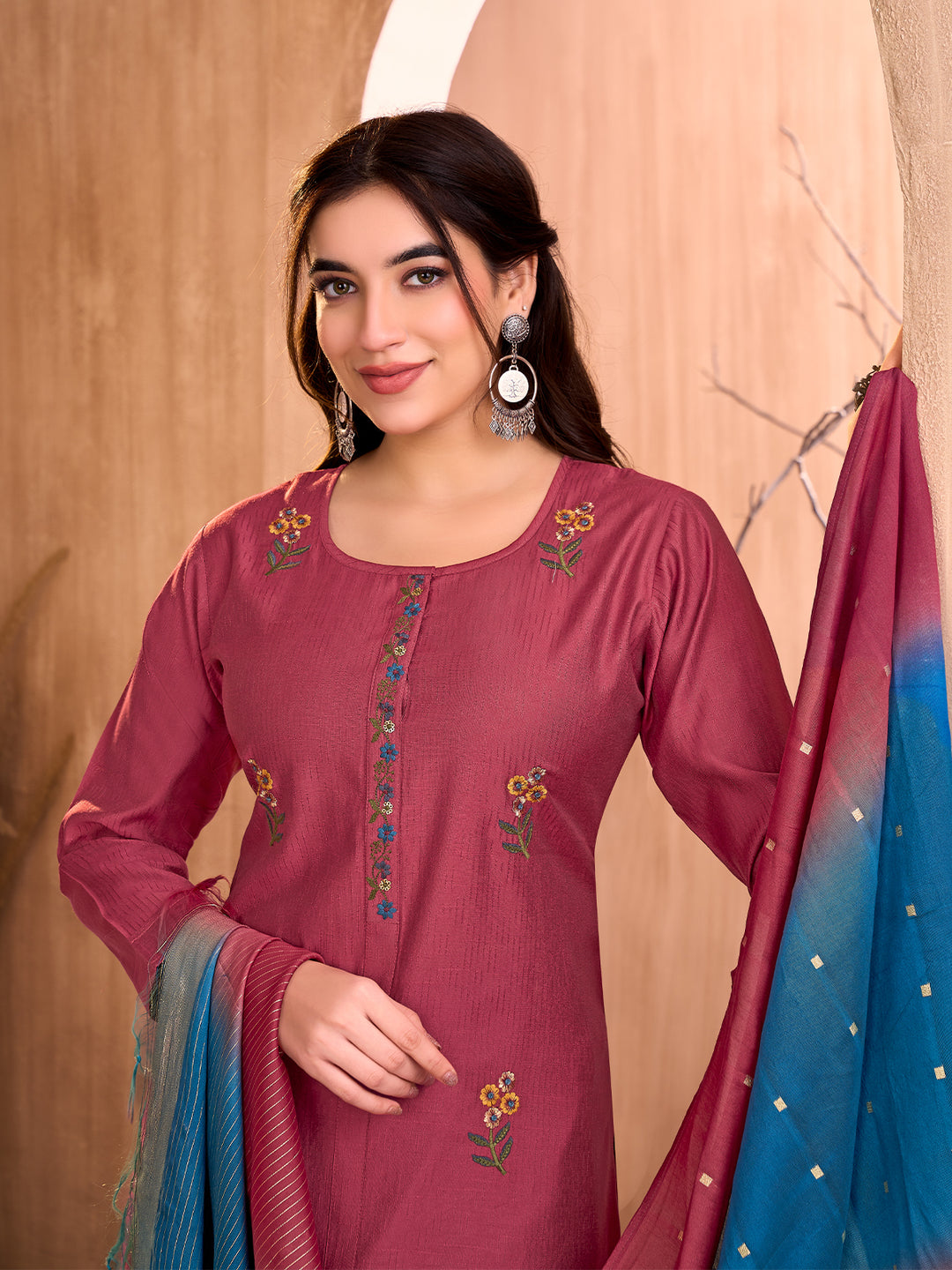 Rust Embroidered Suit Set
