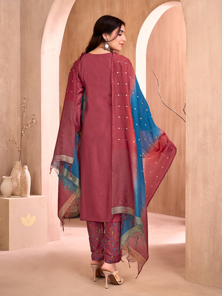 Rust Embroidered Suit Set