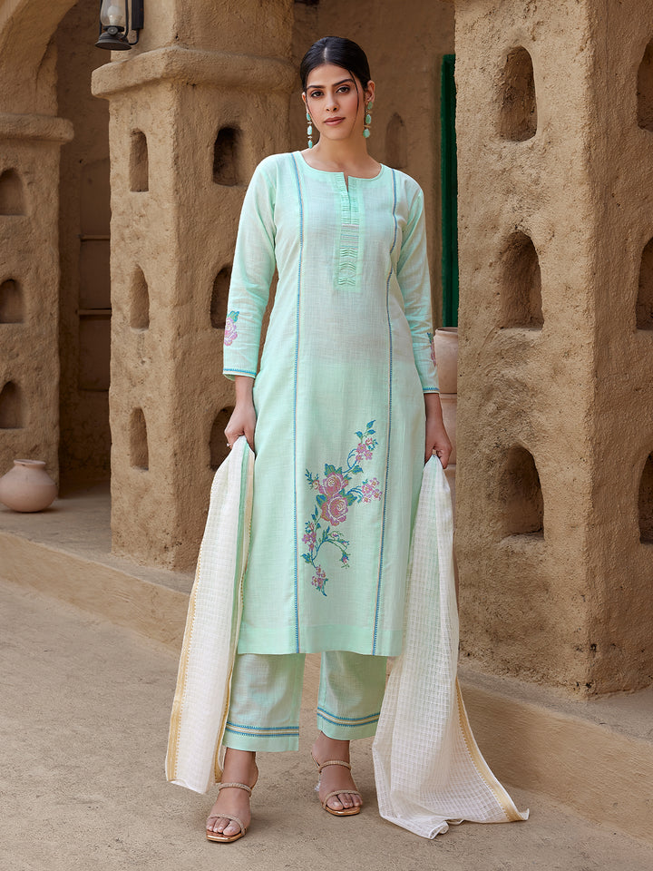Light Mint Woven Cotton Suit Set