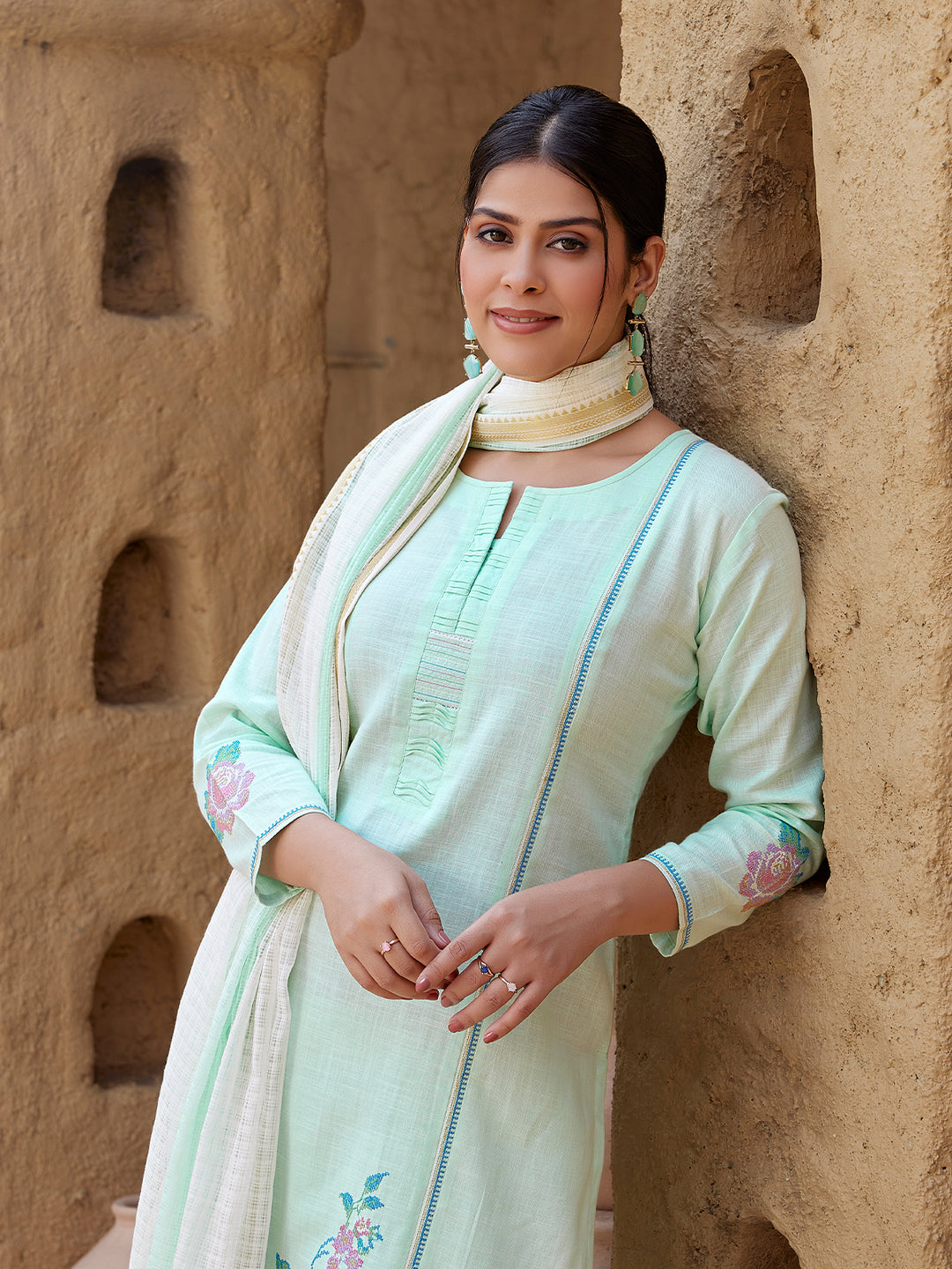 Light Mint Woven Cotton Suit Set