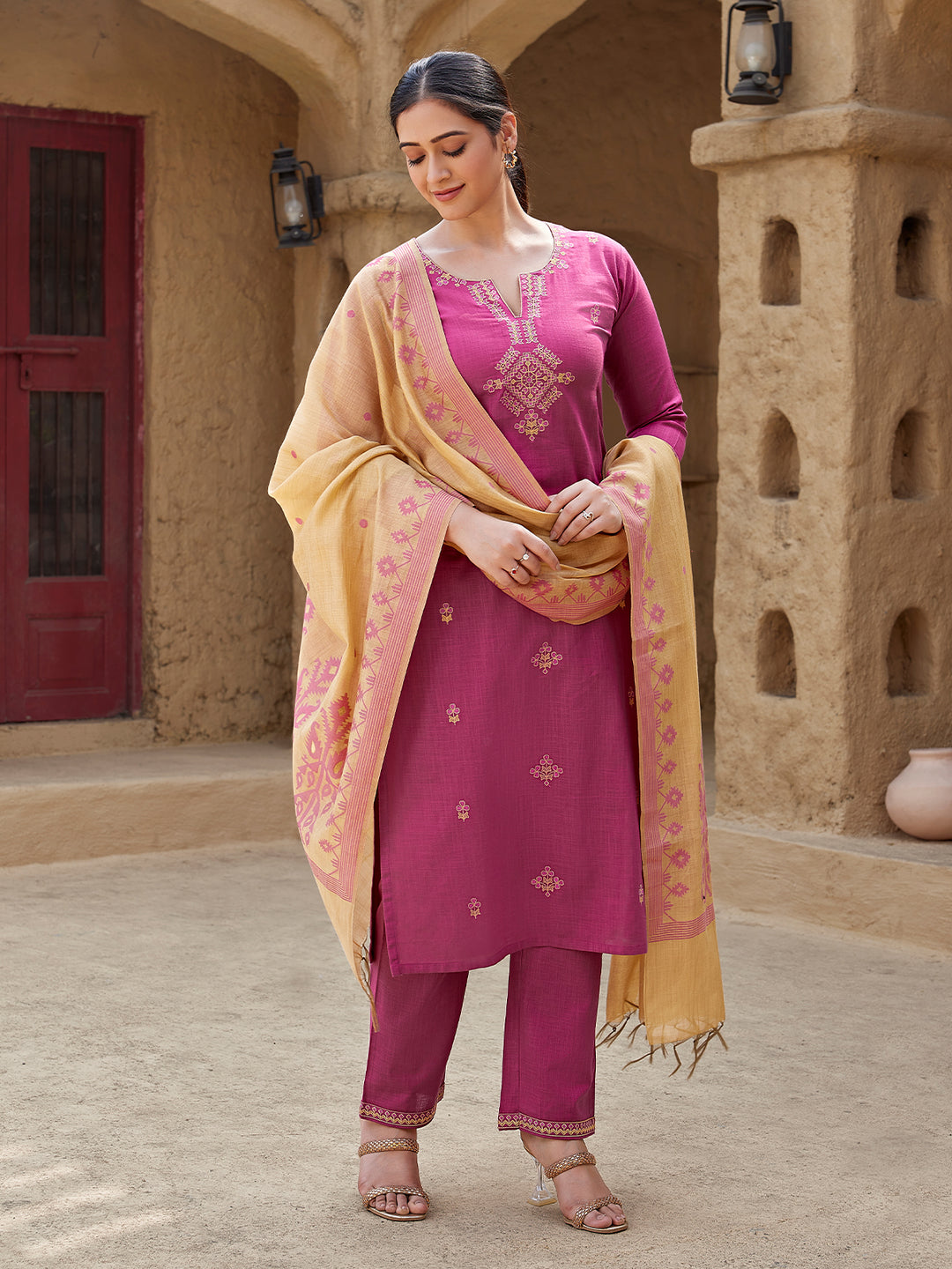 Rosewood Woven Cotton Suit Set