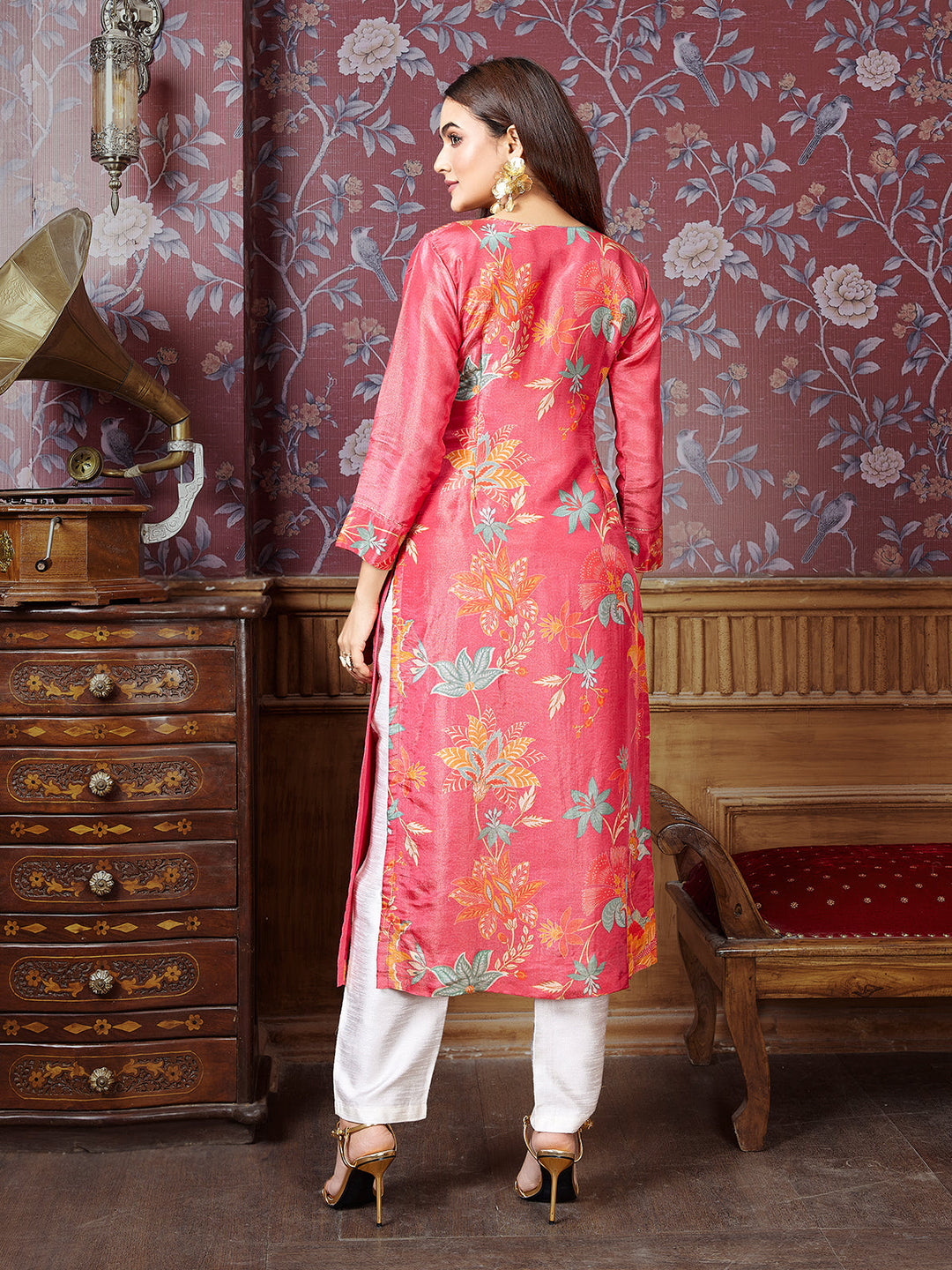 Pink Tissue Silk Kurti