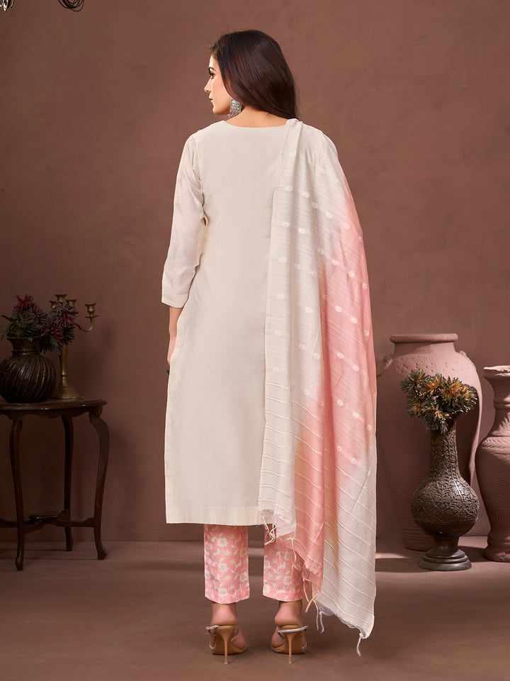 Soft Ivory Chanderi Suit Set