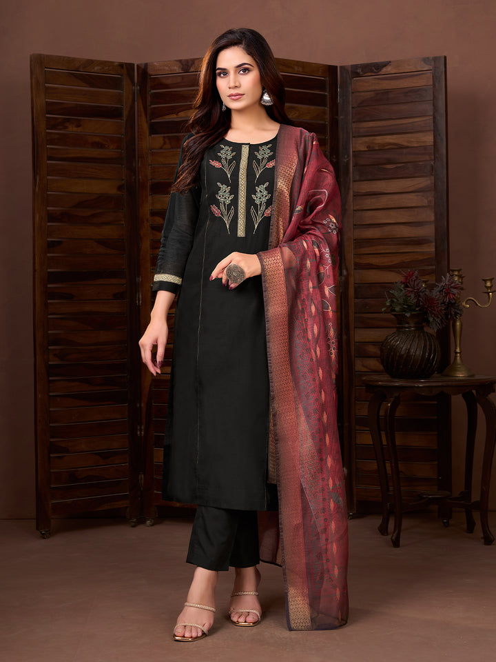Black Chanderi Suit Set