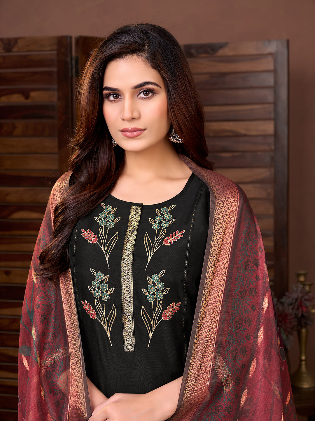 Black Chanderi Suit Set