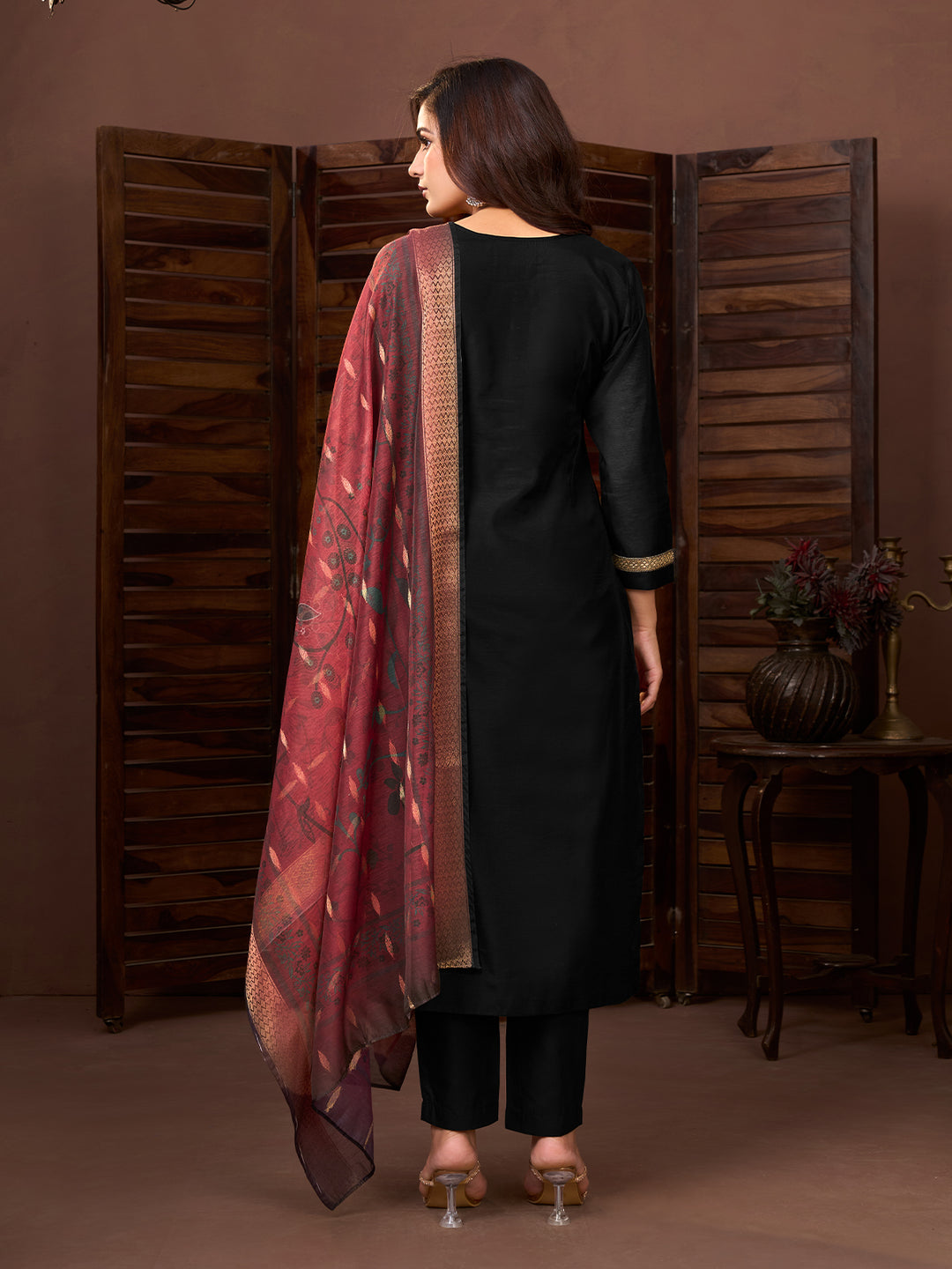 Black Chanderi Suit Set