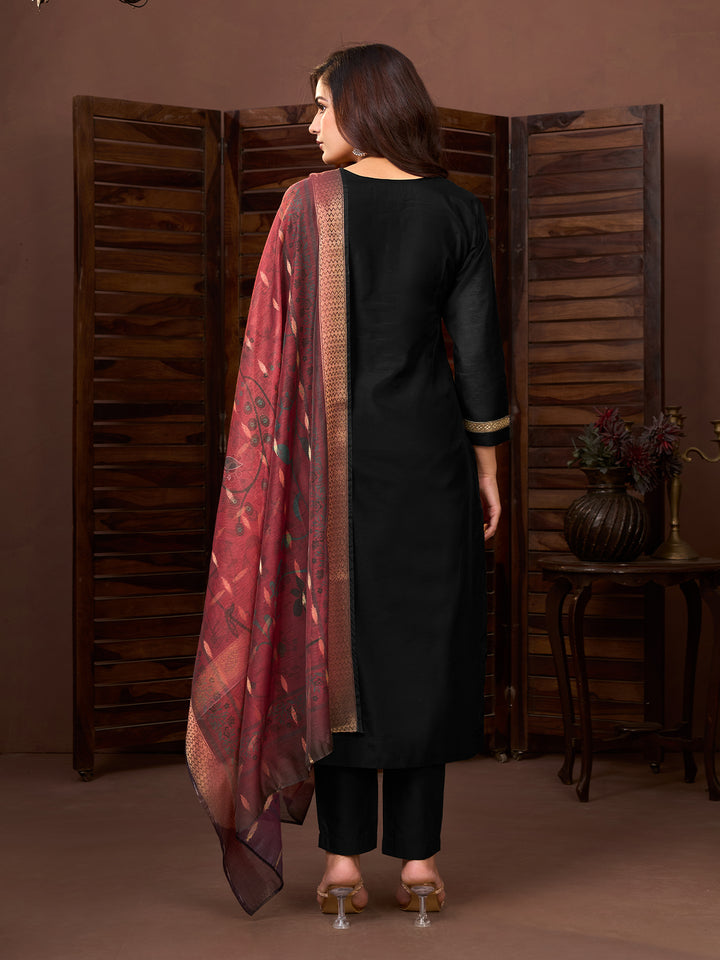 Black Chanderi Suit Set