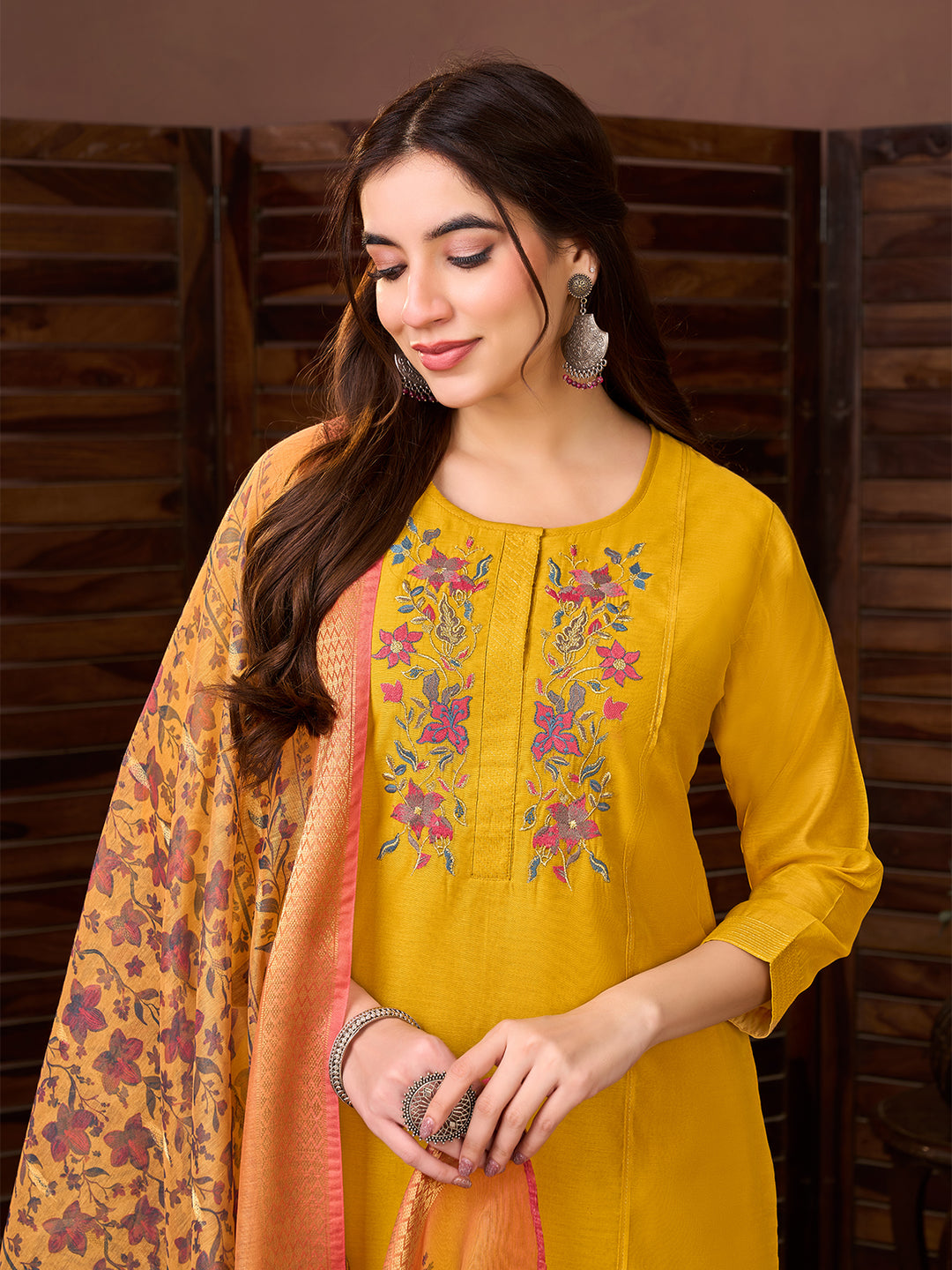 Mustard Yellow Chanderi Suit Set