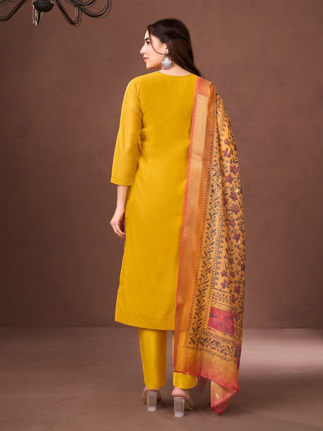 Mustard Yellow Chanderi Suit Set