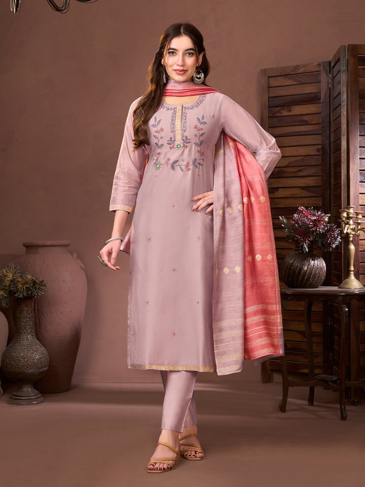 Ivory Chanderi Suit Set