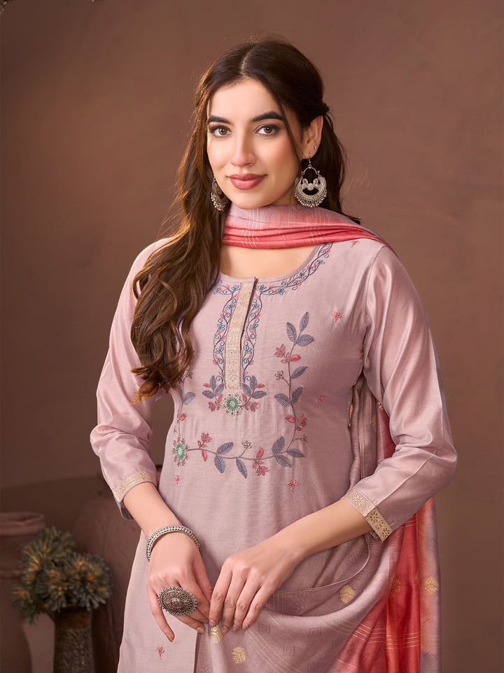 Ivory Chanderi Suit Set