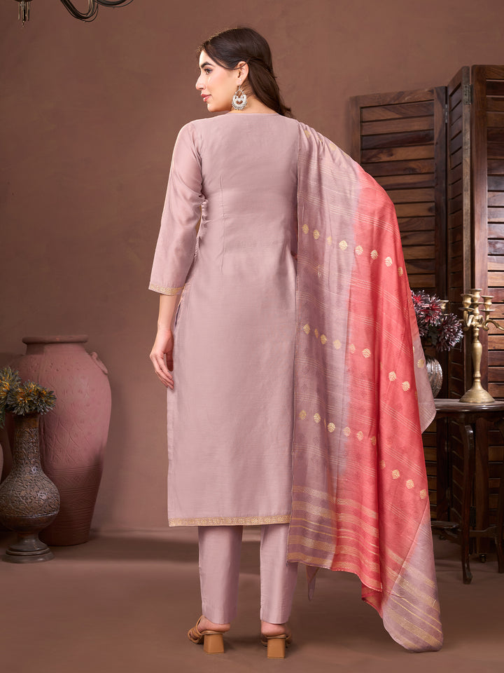 Ivory Chanderi Suit Set