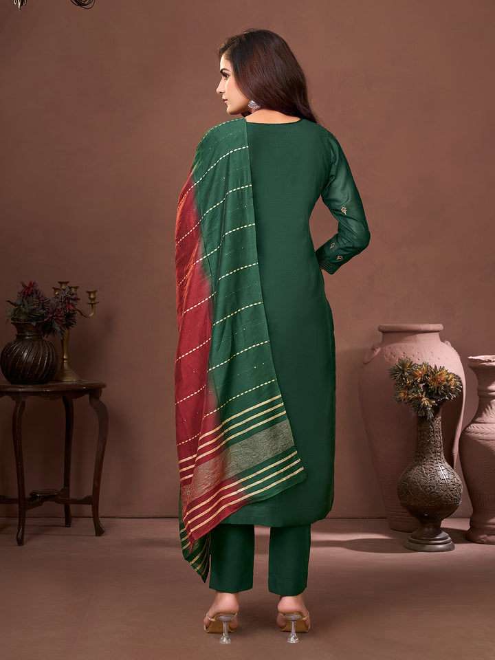 Forest Green Chanderi Suit Set