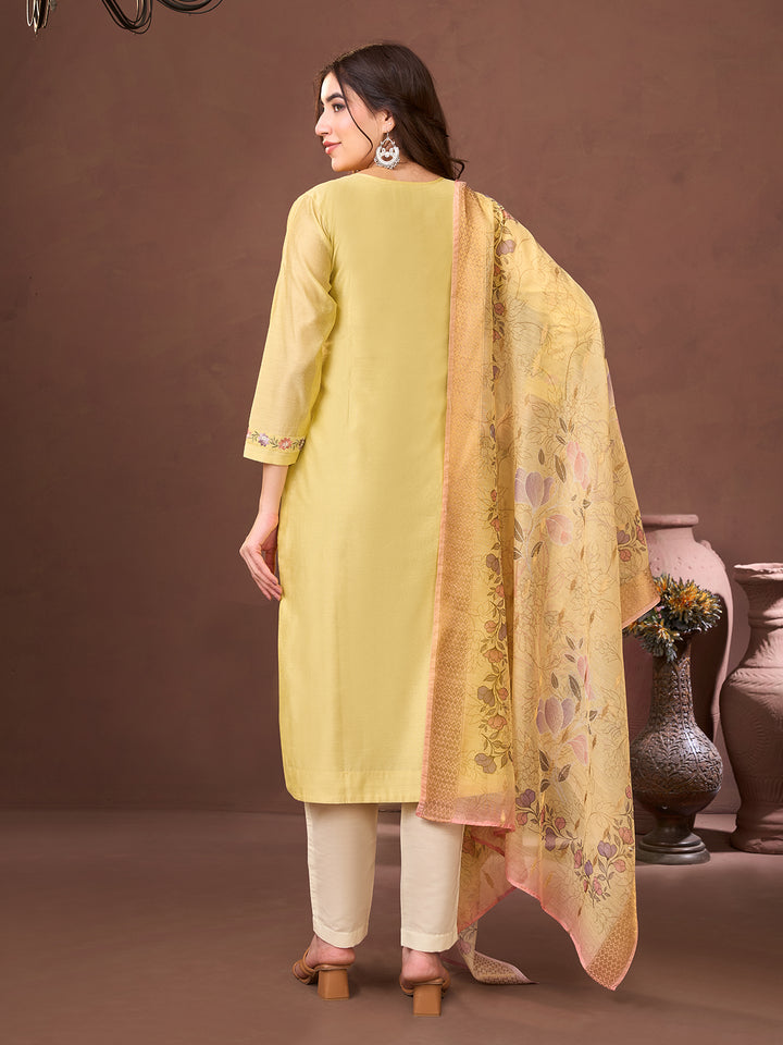 Yellow Chanderi Suit Set