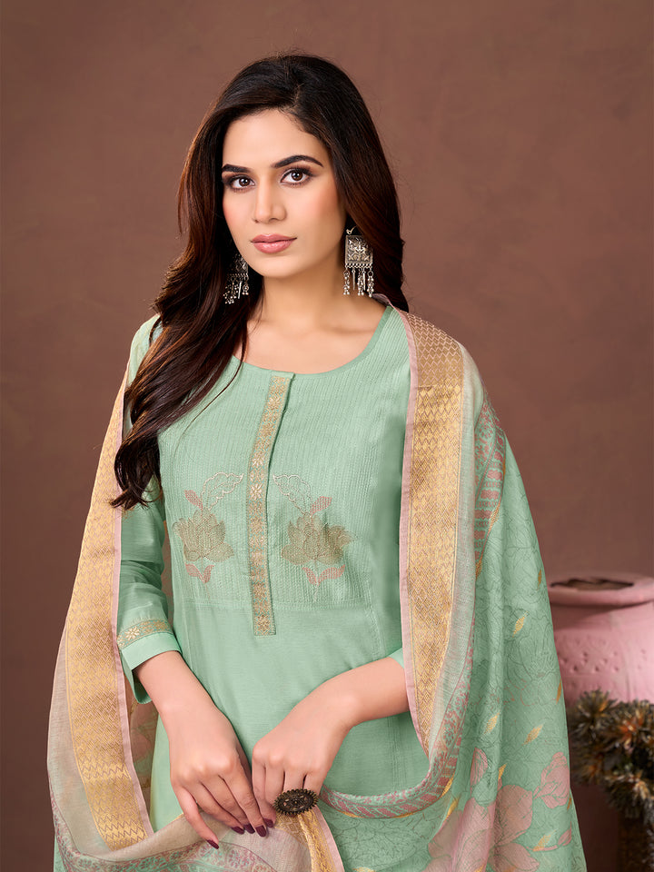 Sage Green Chanderi Suit Set