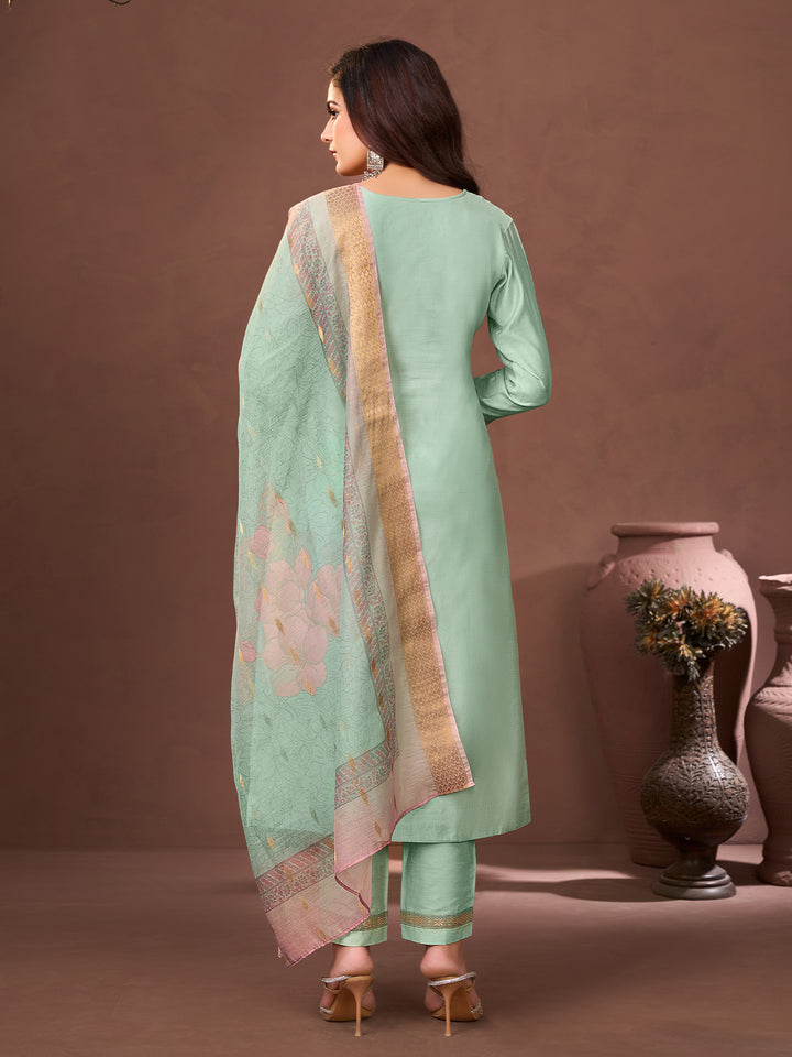 Sage Green Chanderi Suit Set
