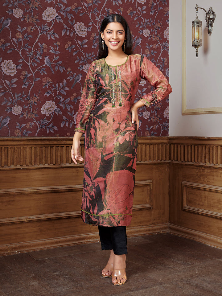 Green  Tissue Silk Kurti