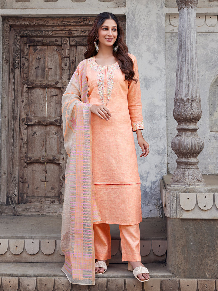 Blush Peach Linen Suit Set