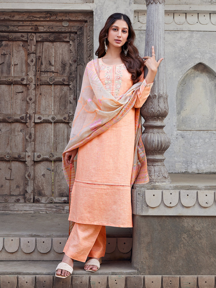 Blush Peach Linen Suit Set