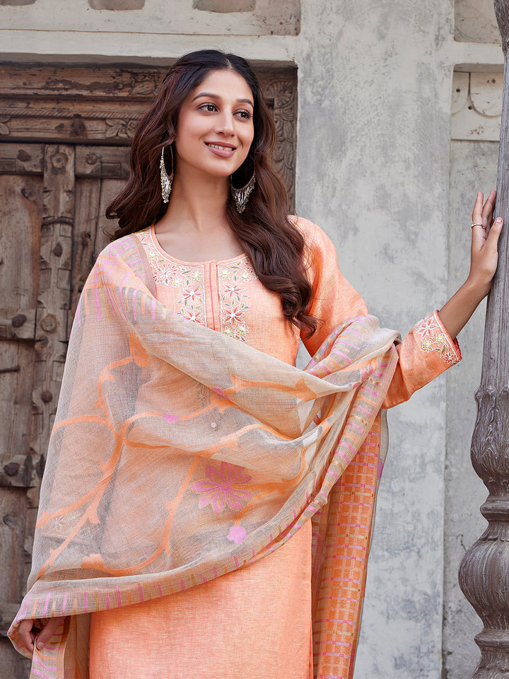 Blush Peach Linen Suit Set