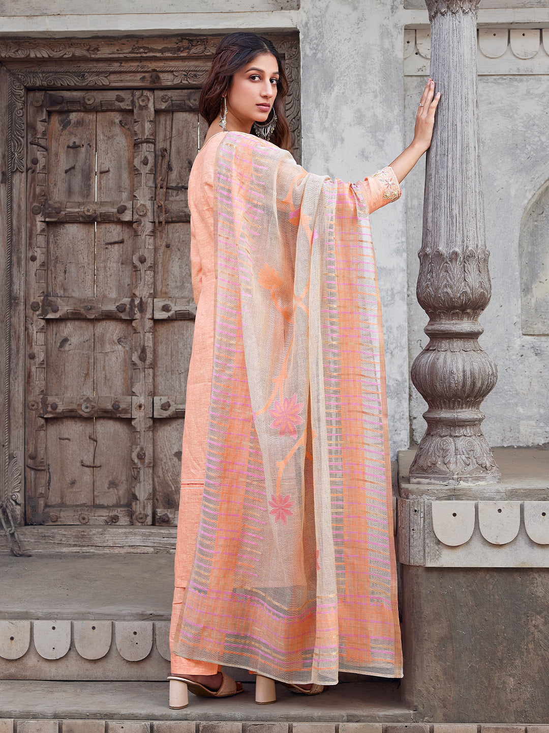 Blush Peach Linen Suit Set