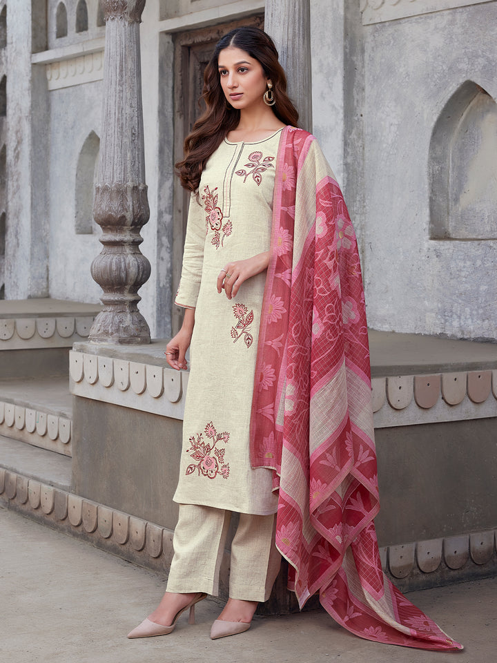 Cream Ivory Linen Suit Set
