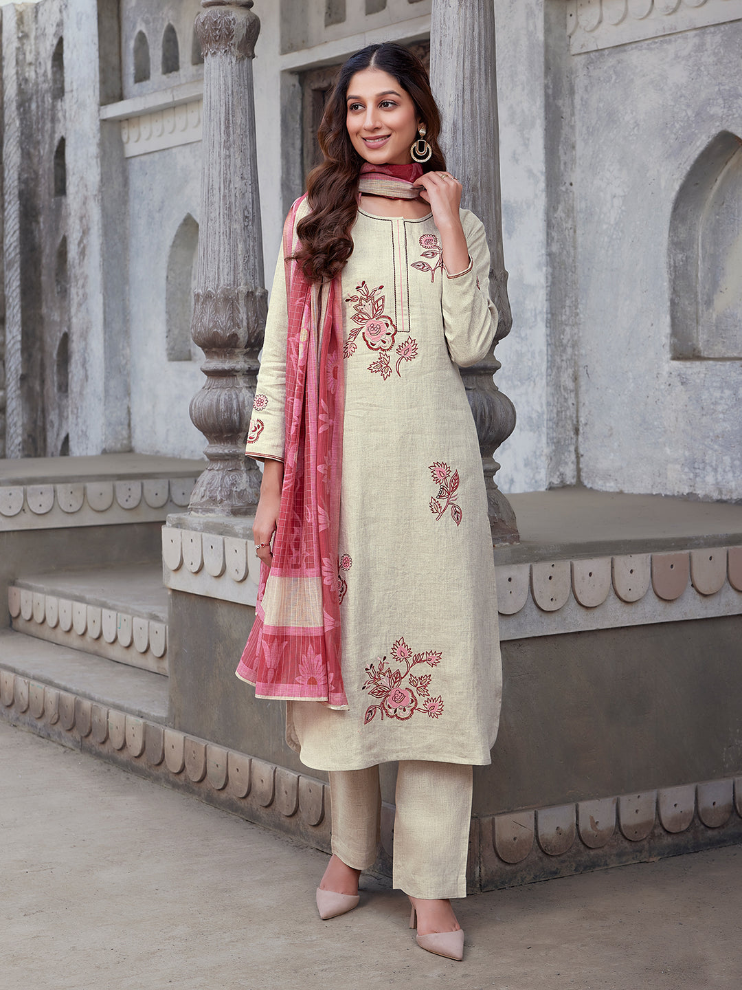 Cream Ivory Linen Suit Set