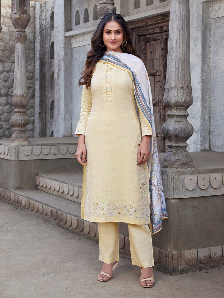 Yellow Linen Suit Set