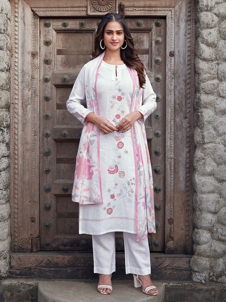 Pearl White Linen Suit Set