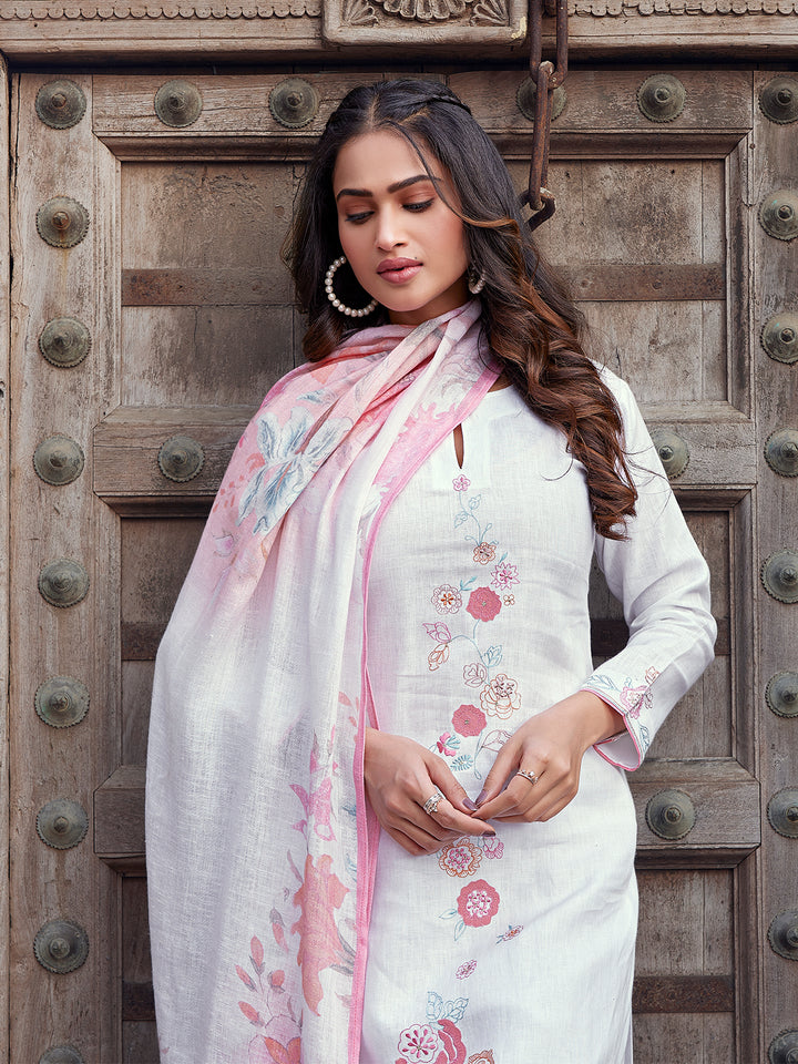 Pearl White Linen Suit Set
