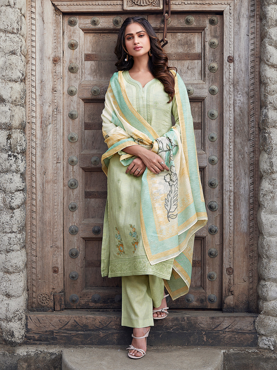 Mint Green Linen Suit Set
