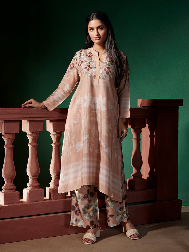 Mocha Floral Silk Co-Ord Set