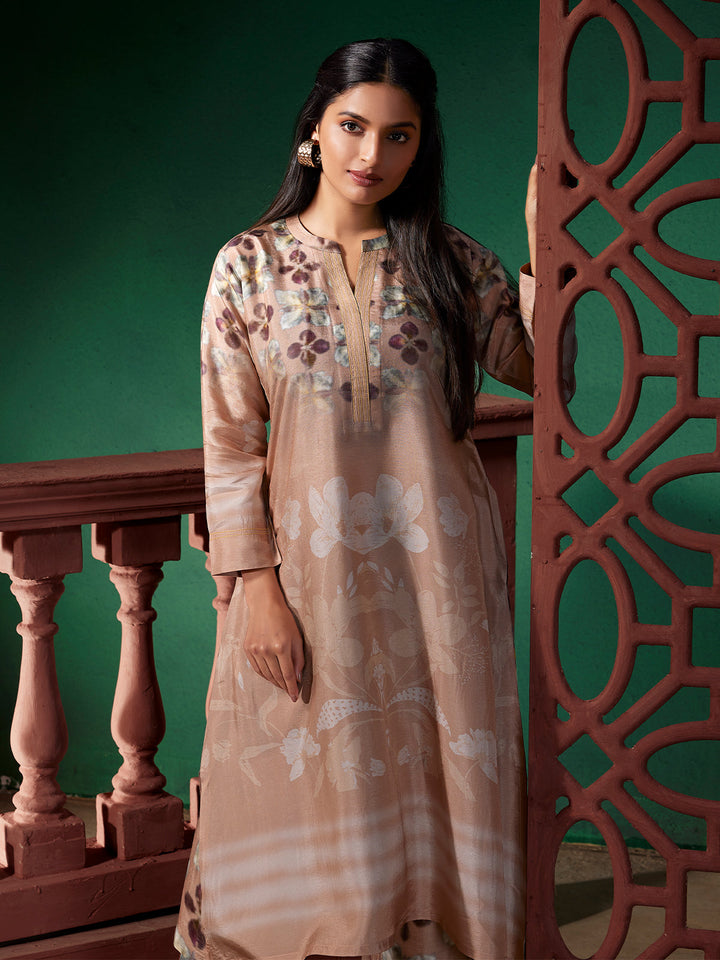 Mocha Floral Silk Co-Ord Set