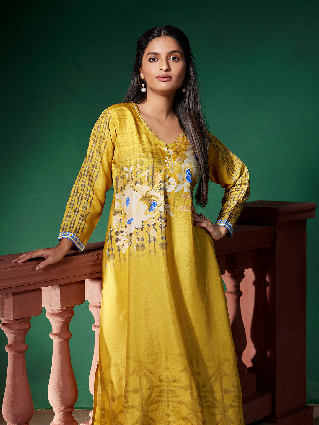 Marigold Yellow Floral Silk Co-Ord Set