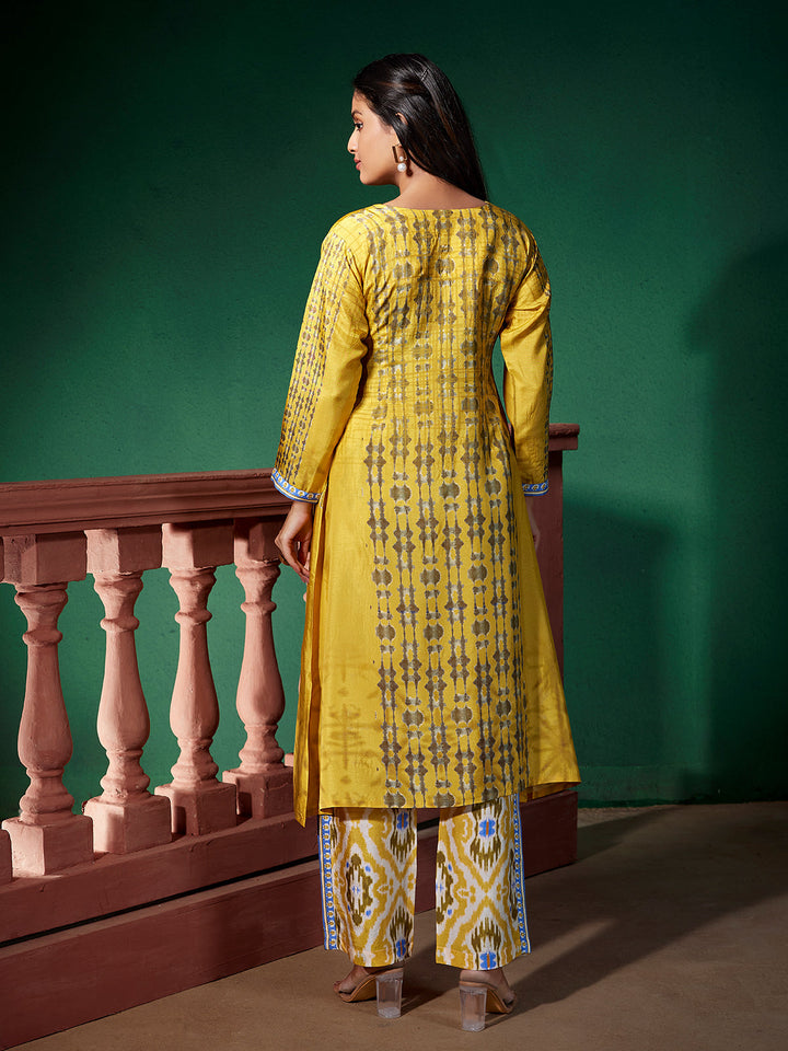 Marigold Yellow Floral Silk Co-Ord Set