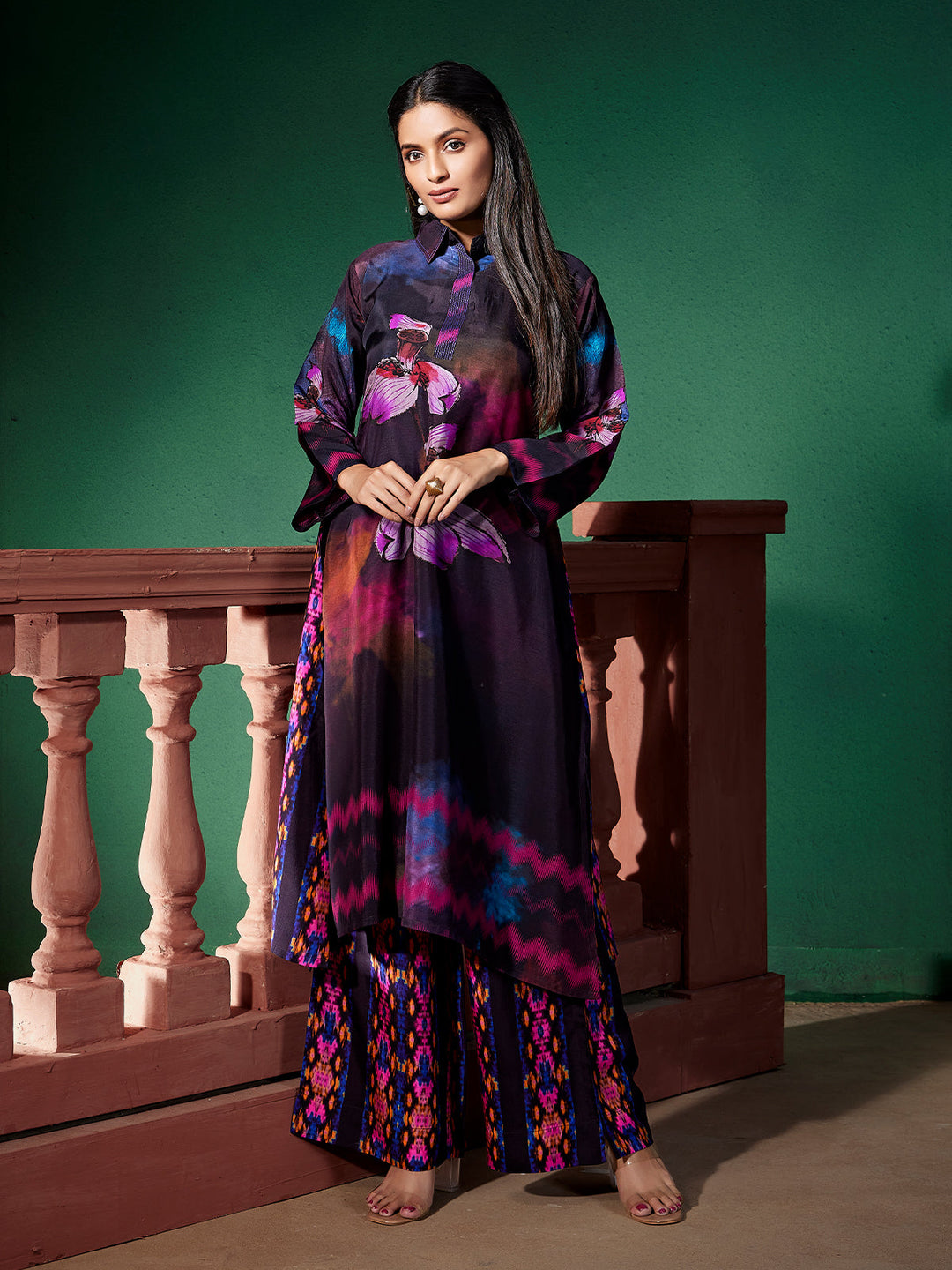 Midnight Floral Silk Co-Ord Set