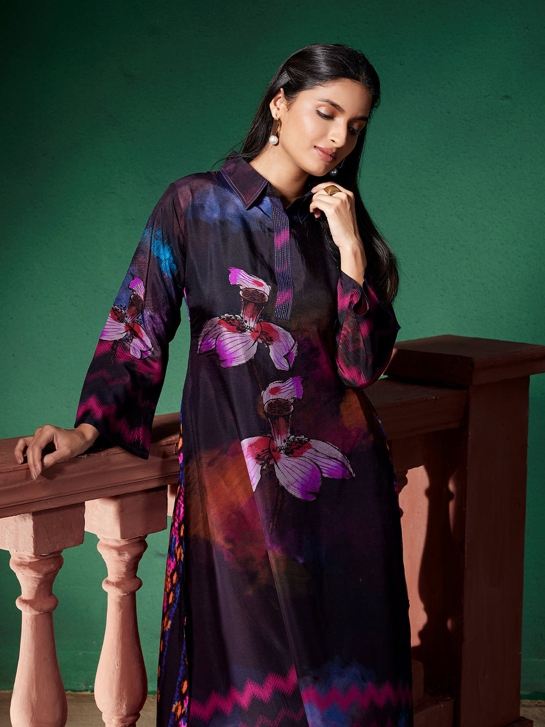 Midnight Floral Silk Co-Ord Set