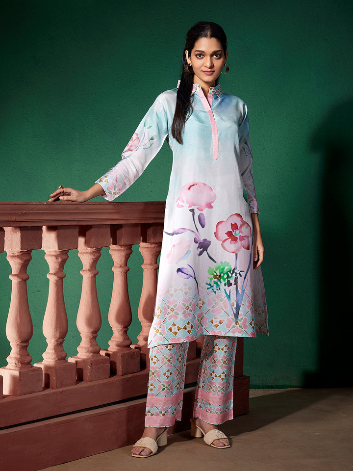 Powder Blue Silk Co-Ord Set