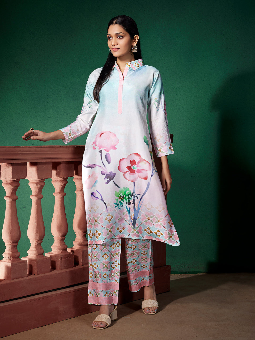 Powder Blue Silk Co-Ord Set