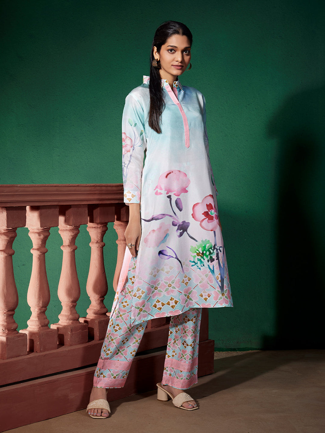 Powder Blue Silk Co-Ord Set