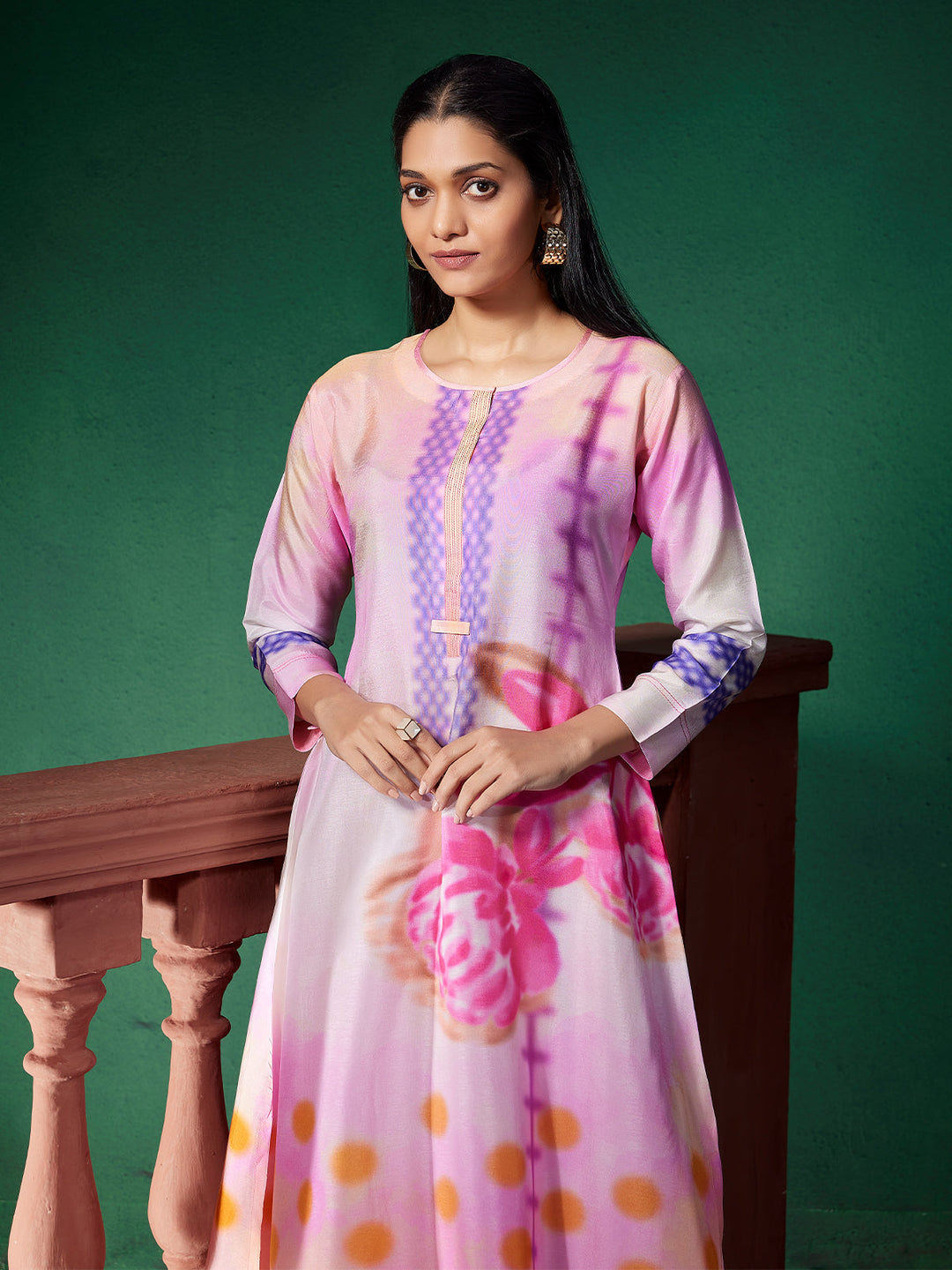 Soft Blush Floral Silk Co-Ord Set