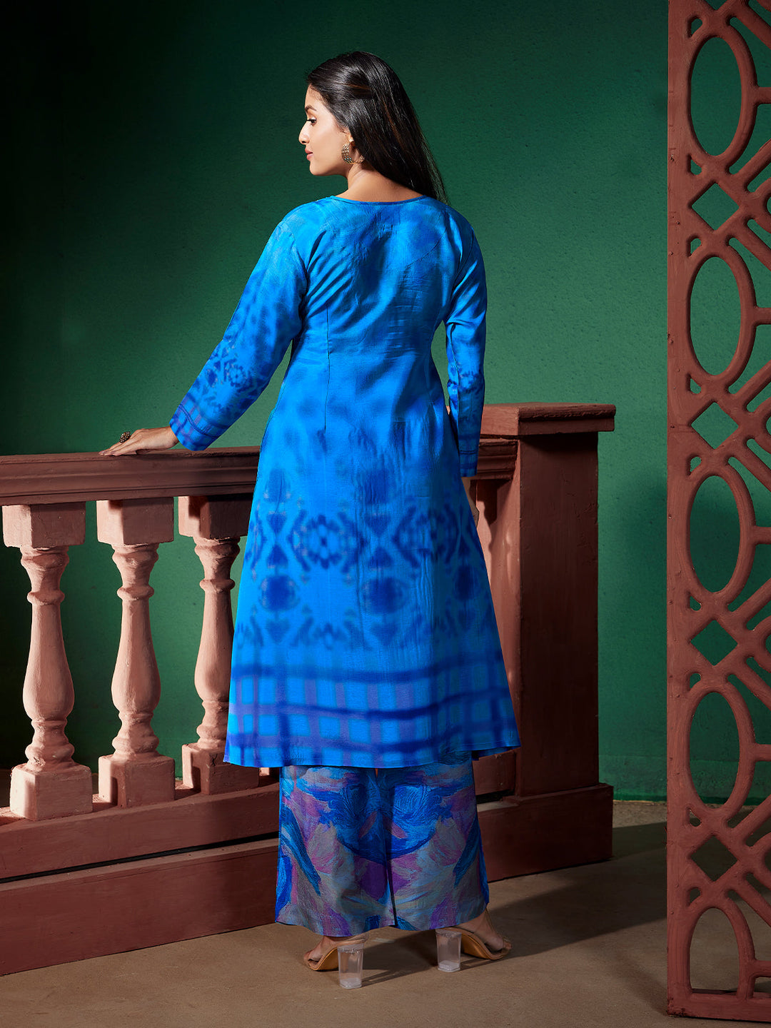 Serene Blue Floral Silk Co-Ord Set