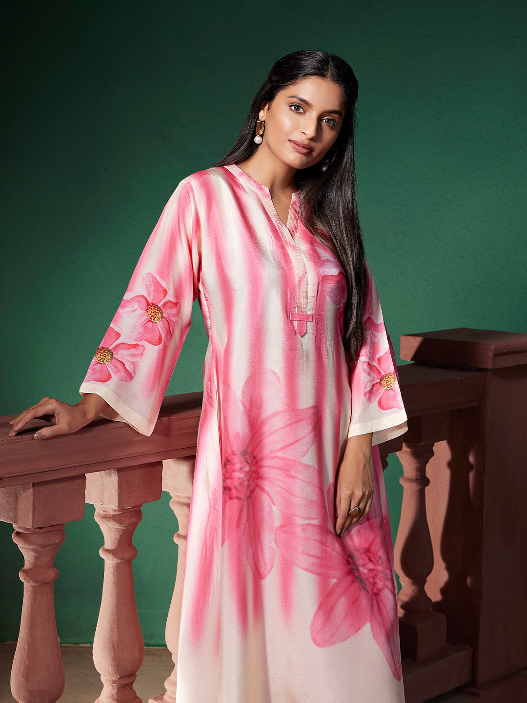 Blush Pink Floral Silk Co-Ord Set